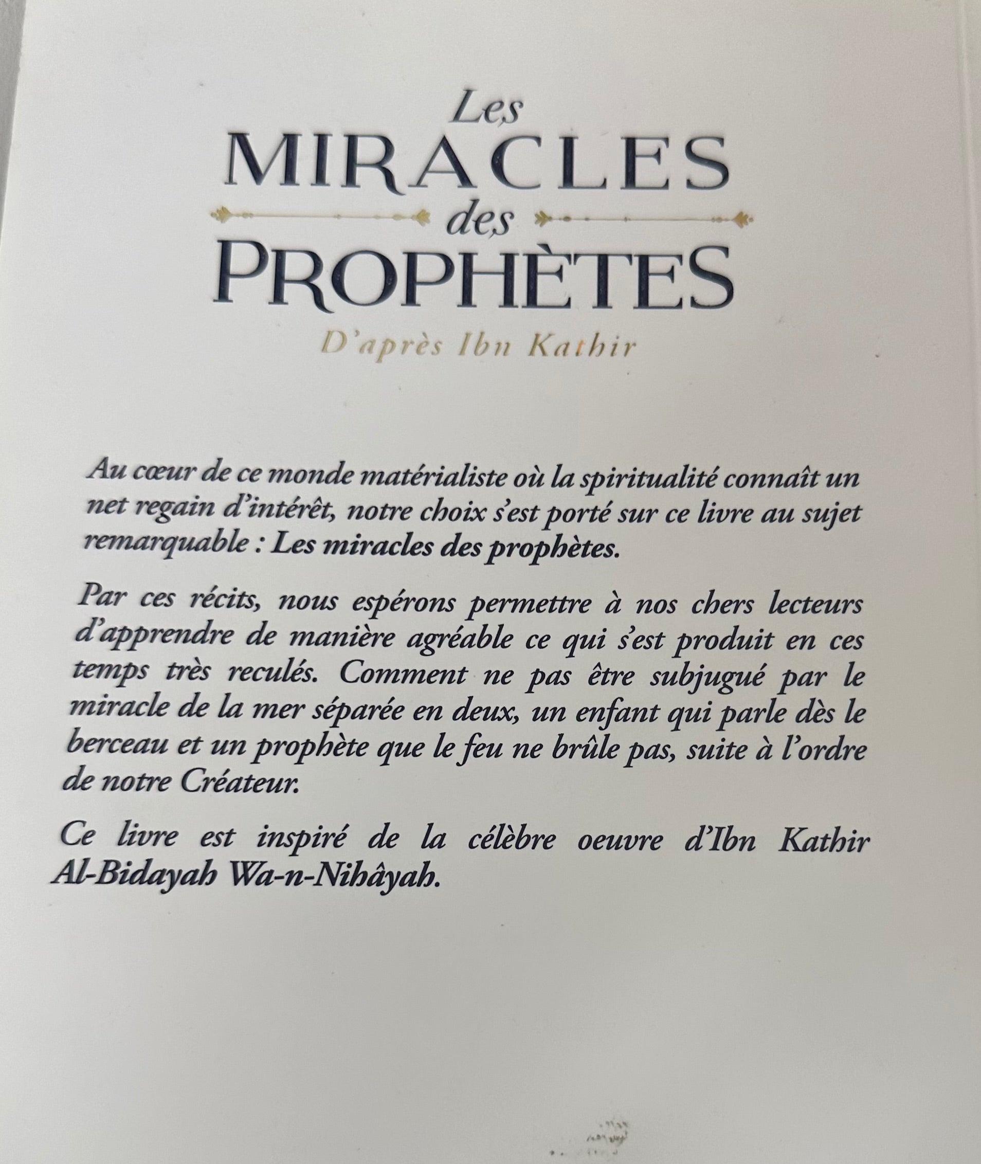 Livre les miracles des prophètes