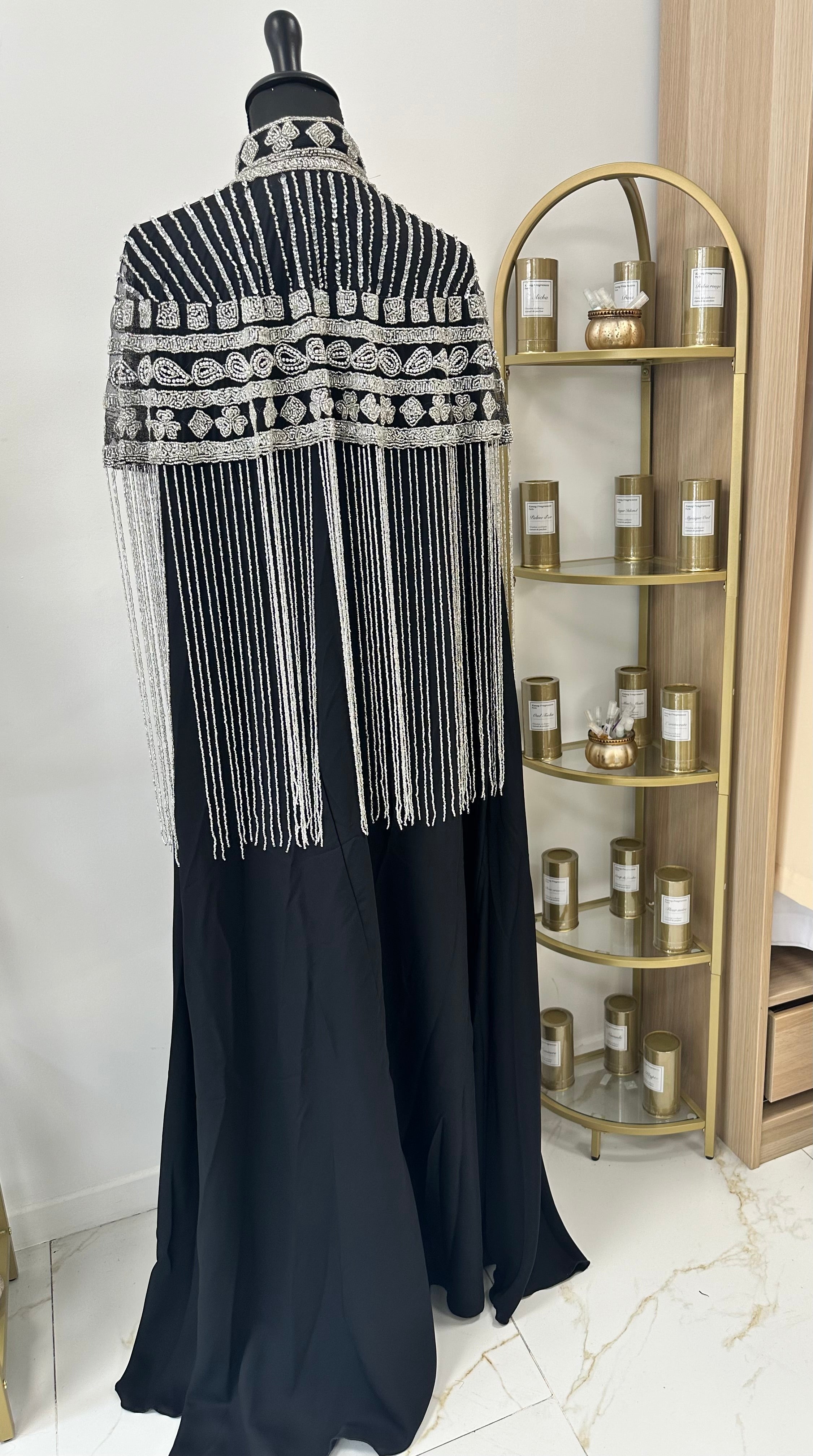 Abaya cap Latifa argenté